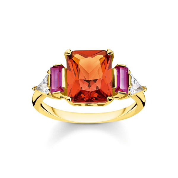 Thomas Sabo 18ct Yellow Gold Plated Sterling Silver Colourful Stones Ring, TR2262-488-7.