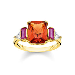 Thomas Sabo 18ct Yellow Gold Plated Sterling Silver Colourful Stones Ring, TR2262-488-7.