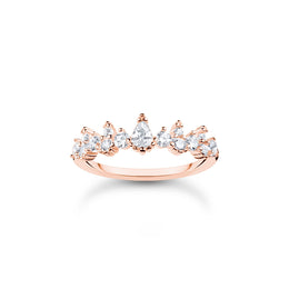 Thomas Sabo Charm Club Rose Gold Plated Sterling Silver Ice Crystals Ring, TR2415-416-14