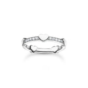 Thomas Sabo Charm Club Sterling Silver Pave Hearts Ring, TR2391-051-14.
