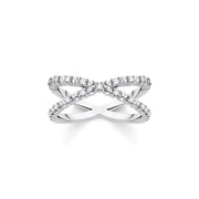 Thomas Sabo Charm Club Sterling Silver White CZ X Shape Ring, TR2318-051-14-48.