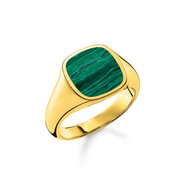 Thomas Sabo Gold Plated Sterling Silver Classic Green Ring, TR2332-140-6.