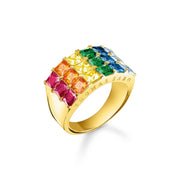 Thomas Sabo Gold Plated Sterling Silver Colourful Stones Ring, TR2359-996-7.
