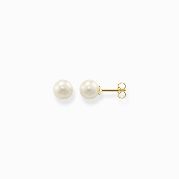 Thomas Sabo Gold Plated Sterling Silver Pearl Stud Earrings, H1431-430-14.