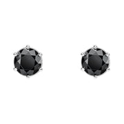 Thomas Sabo Sterling Silver Black CZ Round Stud Earrings, H1964-051-11.