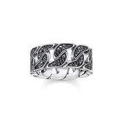 Thomas Sabo Sterling Silver Black Stones Ring, TR1932-643-11.