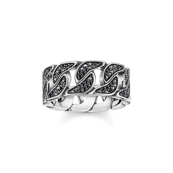 Thomas Sabo Sterling Silver Black Stones Ring, TR1932-643-11.