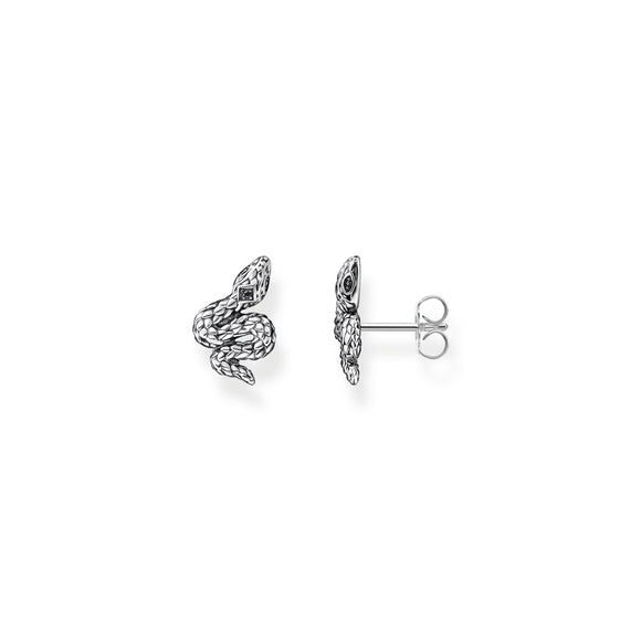 Thomas Sabo Sterling Silver Blackened Snake Stud Earrings, H2261-643-11.