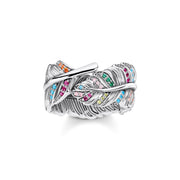 Thomas Sabo Sterling Silver Colourful Stones Feather Ring, TR2284-342-7-48.