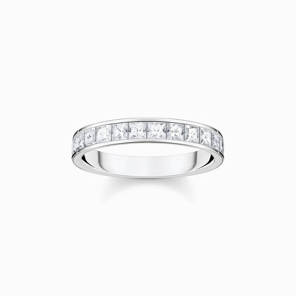 Thomas Sabo Sterling Silver White Stones Pave Ring TR2358-051-14