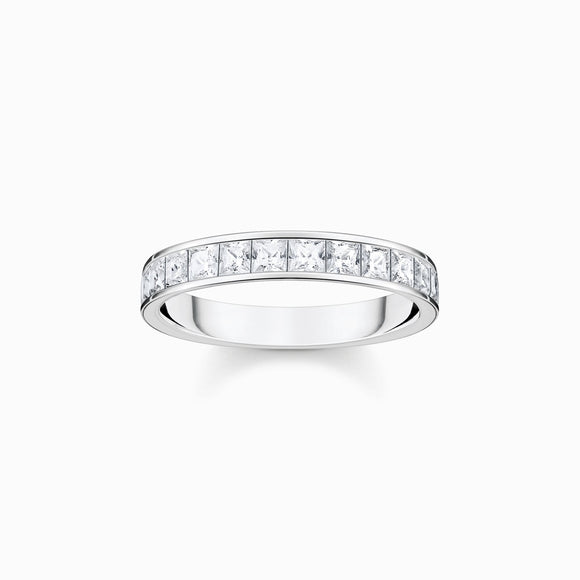 Thomas Sabo Sterling Silver White Stones Pave Ring TR2358-051-14
