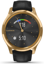 Garmin Watch Vivomove Luxe Gold PVD Black Embossed Leather