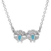 9ct White Gold Turquoise Two Sheep Necklace, N1142.