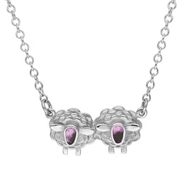18ct White Gold Blue John Two Sheep Necklace, N1142.