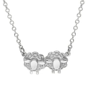9ct White Gold Two Sheep Necklace, N1141.