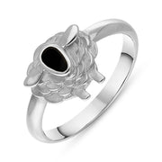 9ct White Gold Whitby Jet Sheep Ring, R1245.