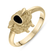 9ct Yellow Gold Whitby Jet Sheep Ring, R1245.