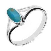 Sterling Silver Turquoise Oval Split Shank Ring R114