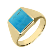 9ct Yellow Gold Turquoise Oblong Signet Ring. R181