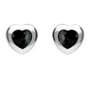 00081668 C W Sellors Sterling Silver Preseli Bluestone Medium Heart Stud Earrings, E432.