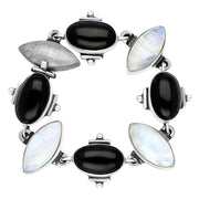 00088630 Sterling Silver Whitby Jet Moonstone Oval Marquise Unique Bracelet, BUNQ0000407
