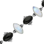 00088630 Sterling Silver Whitby Jet Moonstone Oval Marquise Unique Bracelet, BUNQ0000407