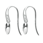 00120808 C W Sellors Sterling Silver Cubic Zirconia Small Heart Drop Earrings. E2024
