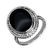 Silver Whitby Jet Oval Foxtail Ring R858