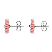 Sterling Silver Tuberose Pink Conch Daisy Stud Earrings, E2161.