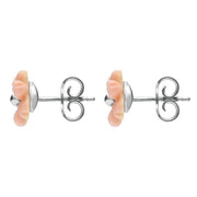 Sterling Silver Pink Conch Tuberose Dahlia Stud Earrings E2155