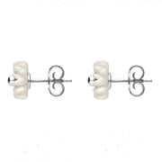 Sterling Silver White Agate Tuberose Daisy Stud Earrings, E2160.