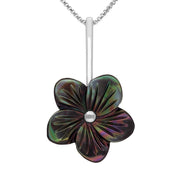 00126528 C W Sellors Sterling Silver Dark Mother of Pearl Pansy Tuberose Necklace, P2853.