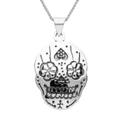 Sterling Silver Day of the Dead Skull Necklace D