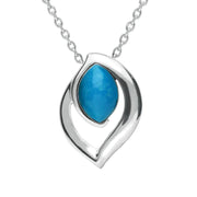 00149487 Sterling Silver Turquoise Marquise Flame Necklace. P2594