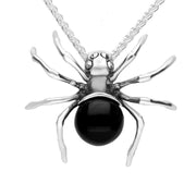 00152942 C W Sellors Silver Whitby Jet And Marcasite Spider Necklace, P3158.