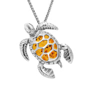 00166554 C W Sellors Sterling Silver Amber Tortoise Necklace, P3362.