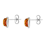 C W Sellors Sterling Silver Orange Amber Square Stud Earrings, E2500_C.