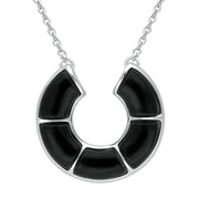 00177585 C W Sellors Sterling Silver Whitby Jet Five Stone Circle Necklace N1053