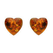 Sterling Silver Amber Heart Stud Earrings E2515