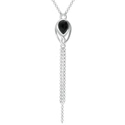 Sterling Silver Whitby Jet Celtic Pear Chain Drop Necklace N1061