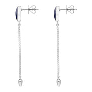 Sterling Silver Sodalite Lineaire Long Drop Stud Earrings. E2240.