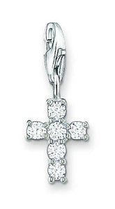 Thomas Sabo Charm Club Sterling Silver Cubic Zirconia Cross Charm, 0054-051-14.
