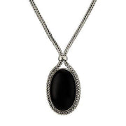 Whitby Jet Necklace Oval Foxtail Silver N494