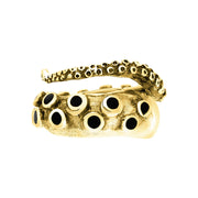 18ct Yellow Gold Whitby Jet Tentacle Ring