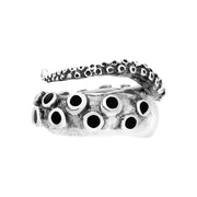 18ct White Gold Whitby Jet Tentacle Ring