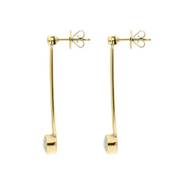 18ct Yellow Gold Opal 0.06ct Diamond Long Drop Earrings, E641_2.