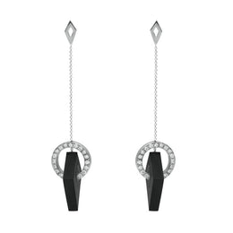 Platinum Whitby Jet 1.31ct Diamond Rhombus Drop Earrings EUNQ0000223