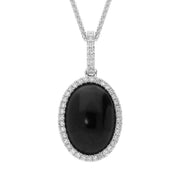 18ct White Gold Whitby Jet and Diamond Oval Cut Necklace, P3217C.