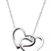 Sterling Silver Double Open Heart Necklace, N909.