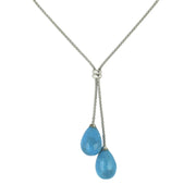Turquoise Necklace Two Drop Silver N462